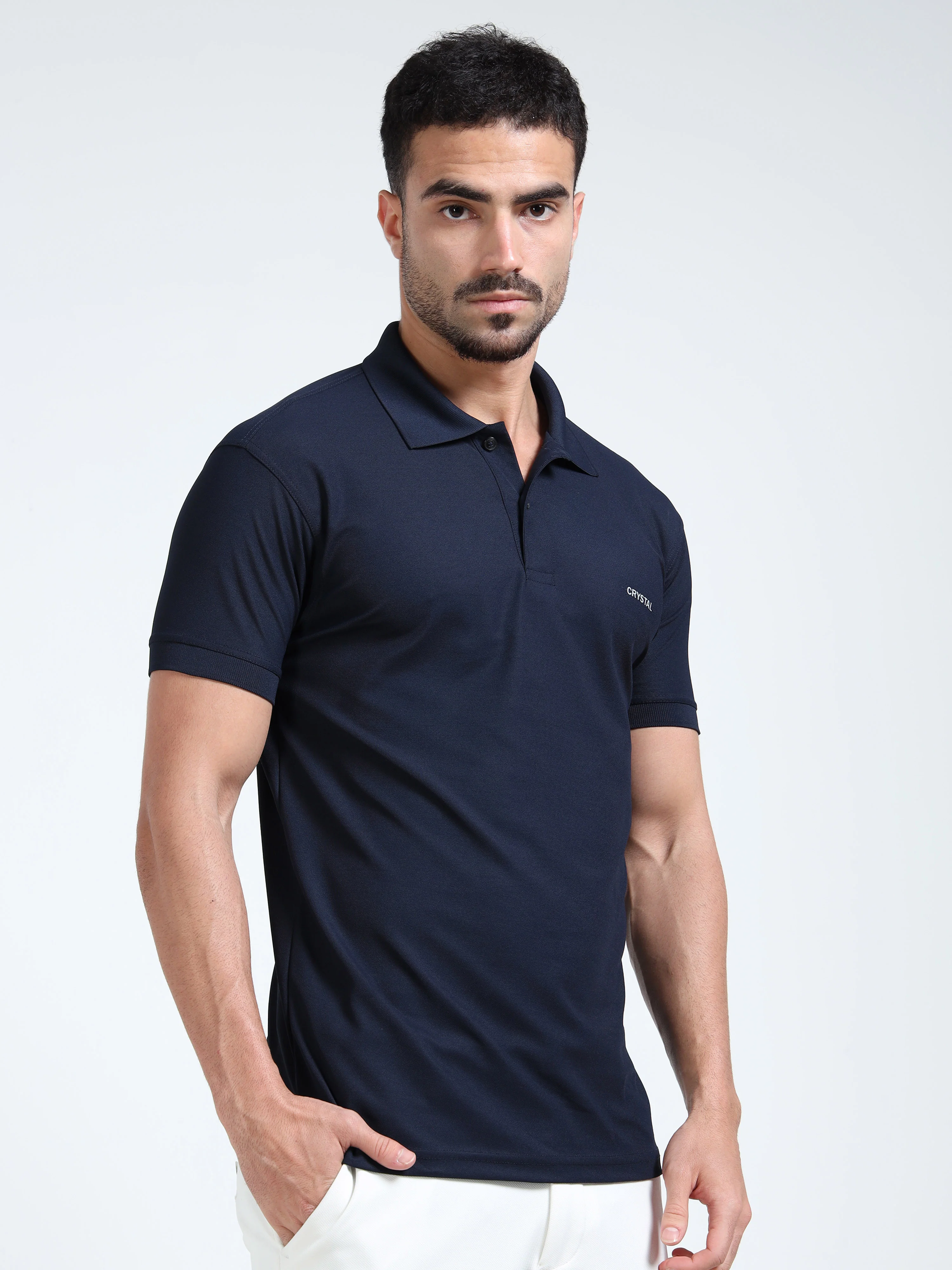 DK 01 Driknit Microfiber Polo Tshirt - True Navy - Image 3