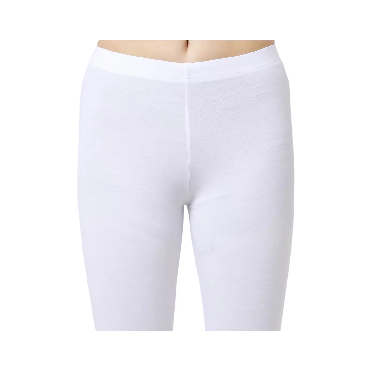 Ankle Length Cotton Elastane Leggings - White - Image 3