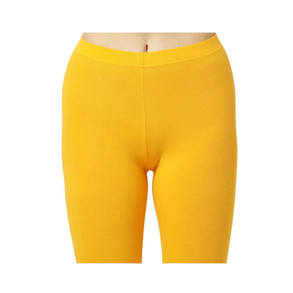 Ankle Length Cotton Elastane Leggings - Yellow - Image 3