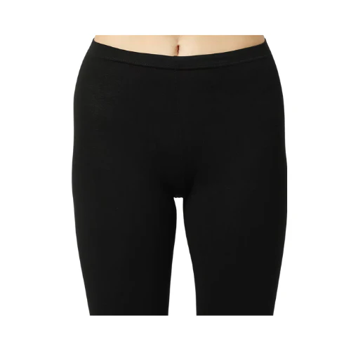 Ankle Length Cotton Elastane Leggings - Black - Image 3